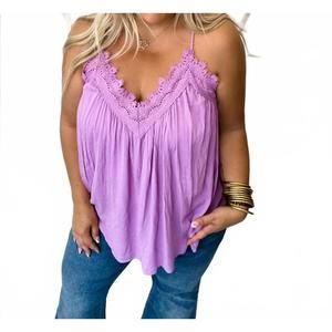 NEW BLAKELEY flowy leni lace tank top in purple